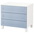 PLATSA Chest of 3 drawers, white/Sannidal blue, 80x57x73 cm