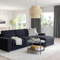 VIMLE 3-seat sofa with chaise longue, with wide armrests Saxemara/black-blue