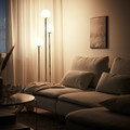 SIMRISHAMN Floor lamp, chrome-plated/opal white glass