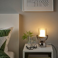 ACKJA / MOLNART Table lamp with light bulb, nickel-plated/cylinder striped