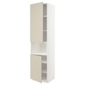 METOD High cab f micro w 2 doors/shelves, white/Havstorp beige, 60x60x240 cm