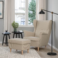STRANDMON Armchair and footstool, Kelinge beige