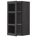 METOD Wall cabinet w shelves/glass door, black/Lerhyttan black stained, 40x80 cm