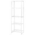 JOSTEIN Shelving unit with grid, in/outdoor/wire white, 62x40x180 cm