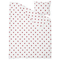 BARNDRÖM Duvet cover and pillowcase, heart pattern/white red