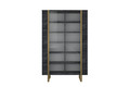 High Cabinet Display Cabinet Verica 120 cm, charcoal, gold legs