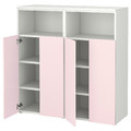 SMÅSTAD / PLATSA Storage combination, white/pale pink with 2 shelves, 120x42x123 cm