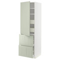 METOD / MAXIMERA Hi cab w shlvs/4 drawers/dr/2 frnts, white/Stensund light green, 60x60x200 cm