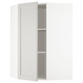 METOD Corner wall cabinet with shelves, white/Lerhyttan light grey, 68x100 cm