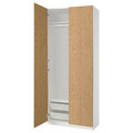 PAX / STORKLINTA Wardrobe combination, white/oak effect, 100x38x236 cm