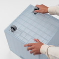 PANSARTAX Box with castors and lid, transparent grey-blue, 33x33x16.5 cm