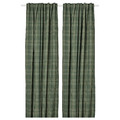 HÄGGVECKMAL Room darkening curtains, 1 pair, dark green, 145x300 cm