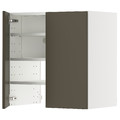 METOD Wall cb f extr hood w shlf/door, white/Havstorp brown-beige, 60x60 cm