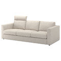VIMLE Cover for 3-seat sofa, with headrest/Gunnared beige