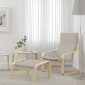 POÄNG Armchair, birch veneer, Knisa light beige