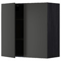METOD Wall cabinet with shelves/2 doors, black/Nickebo matt anthracite, 80x80 cm