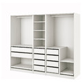 PAX Wardrobe combination, white, 250x58x201 cm