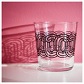 SÖTRÖNN Glass, clear glass patterned/black, 30 cl, 4 pack