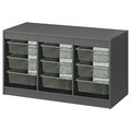 TROFAST Storage combination with boxes, grey/light green-grey, 99x44x56 cm