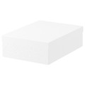 TJENA Storage box with lid, white, 25x35x10 cm