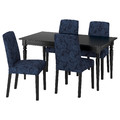 INGATORP / BERGMUND Table and 4 chairs, black/black Kvillsfors dark blue/blue, 155/215 cm