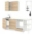 ENHET Kitchen, white, oak effect, 223x63.5x222 cm