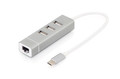 Digitus USB 2.0 Type-C 3-Port HUB & Fast Ethernet LAN 3x USB A/F, 1x RJ45 Lan, Chipset: FE1.1S/RTL8152B