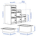 TROFAST Storage combination with boxes, light white stained pine white/multicolour, 94x44x91 cm