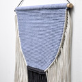 HÄNGALM Hanging tapestry, beige black/light lilac-blue, 85x60 cm