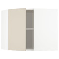 METOD Corner wall cabinet with shelves, white/Havstorp beige, 68x60 cm