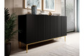 Three-Door Cabinet Nicole 150 cm, matt black/gold legs