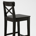 INGOLF Bar stool with backrest, brown-black, 74 cm