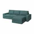 KIVIK 3-seat sofa with chaise longue, Kelinge grey-turquoise