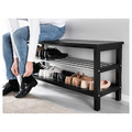 TJUSIG Bench with shoe storage, black, 108x50 cm