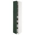 METOD / MAXIMERA Hi cab w 2 doors/4 drawers, white/Havstorp deep green, 40x60x220 cm