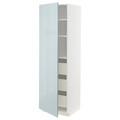 METOD / MAXIMERA High cabinet with drawers, white/Kallarp light grey-blue, 60x60x200 cm