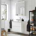 ÄNGSJÖN / LERSJÖN Wash-stnd w drawers/wash-basin/tap, high-gloss white/white marble effect, 82x49x79 cm