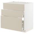 METOD / MAXIMERA Base cab f sink+3 fronts/2 drawers, white/Havstorp beige, 80x60 cm