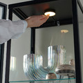 BLÅLIDEN / STRIMSÄV Glass-door cabinet with lighting, black