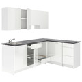 KNOXHULT Corner kitchen, high-gloss/white, 243x164x220 cm