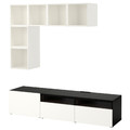 BESTÅ / EKET TV storage combination, white/black-brown, high-gloss/white, 180x40x170 cm