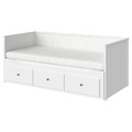 HEMNES Day-bed w 3 drawers/2 mattresses, white/Åfjäll medium firm, 80x200 cm