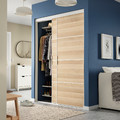 SKYTTA / MEHAMN Sliding door combination, white/double sided white stained oak effect, 152x205 cm