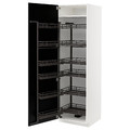 METOD High cabinet with pull-out larder, white/Lerhyttan black stained, 60x60x200 cm