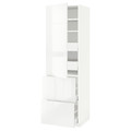 METOD / MAXIMERA Hi cab w shlvs/4 drawers/dr/2 frnts, white/Ringhult white, 60x60x200 cm