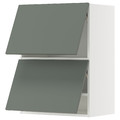 METOD Wall cab horizo 2 doors w push-open, white/Nickebo matt grey-green, 60x80 cm