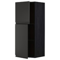 METOD Wall cabinet with shelves/2 doors, black/Upplöv matt anthracite, 40x100 cm