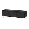 RANNÄS TV bench with doors, black / black glass, 180x40 cm