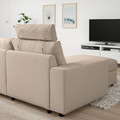 VIMLE 3-seat sofa with chaise longue, with wide armrests with headrest/Hallarp beige