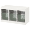 TROFAST Storage combination with boxes, white dark grey/light green-grey, 99x44x56 cm